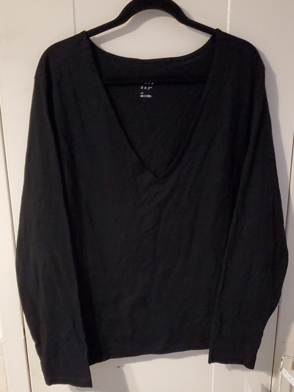 A New Day Women’s Black Long Sleeve V-Neck Top Size 3X NWT